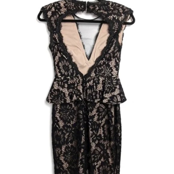 Brand New Betsy and Adam long, black peplum lace gown - Picture 4 of 15